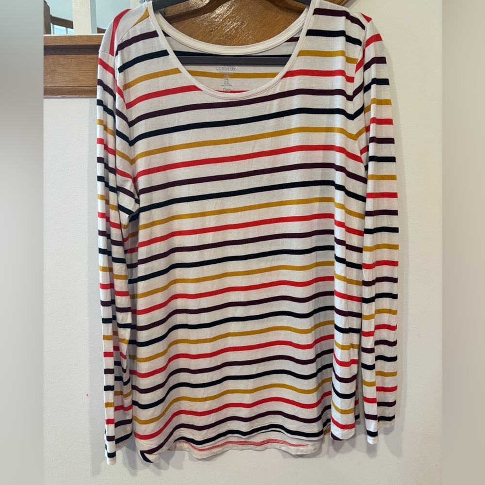 Gap Women’s Luxe Colorful Striped Long Sleeve Tee - XL